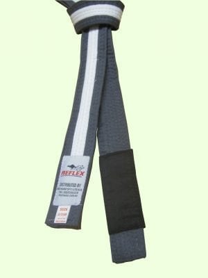 Junior BJJ belt Grey with whitestripe and black sock