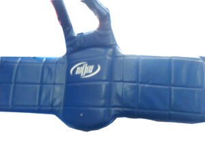 Muay thai fight Chest guard available in blue red and small medium and large . Durable well padded and sleek for maximum flexibility